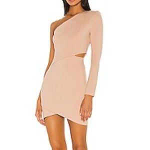 NBD Jackie Mini One Shoulder‎ Cut Out Side Dress Woman SZ Small in Taupe Sexy